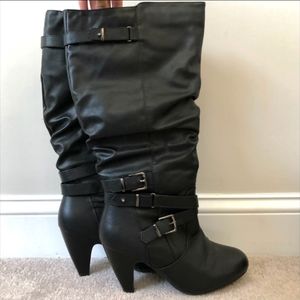 Calf high leather boots